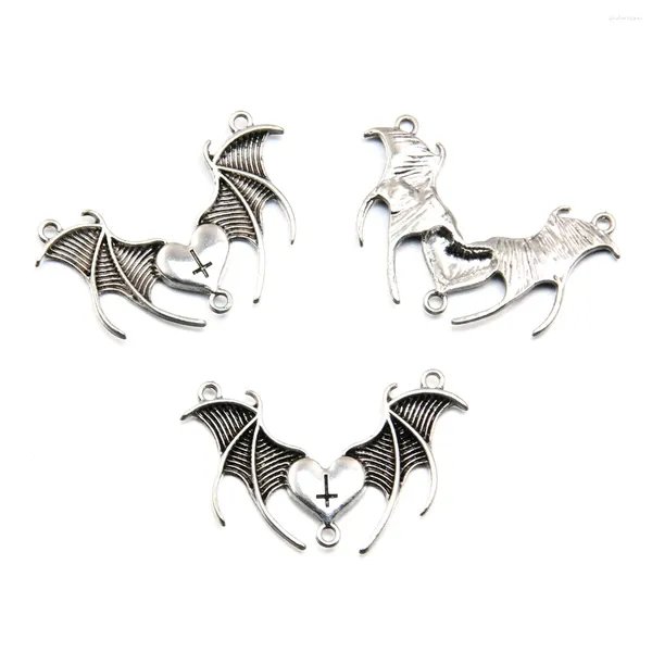 Encantos 10 peças 25 40mm atacado liga de metal morcego coração animal conector poroso para fazer jóias artesanato diy