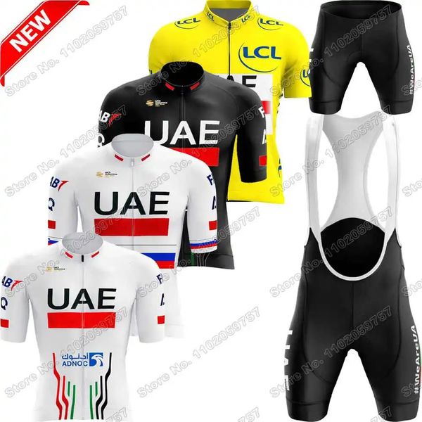 2024 UAE Team Radfahren Jersey Set Männer Kleidung Slowenien Tadej Pogacar Portugal Schweiz Rennrad Shirts Fahrrad Hosen 240131