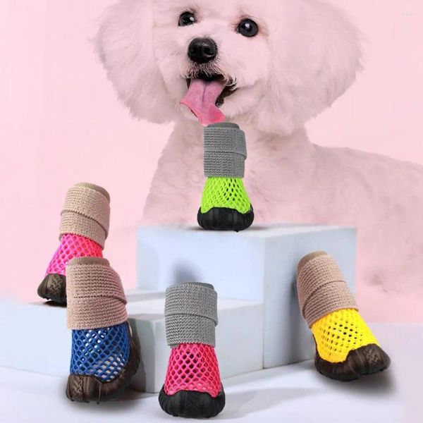 Abbigliamento per cani 4 pezzi stivali da pioggia stivaletti a rete comodi da indossare eleganti scarpe estive per cuccioli vuoti accessori per animali domestici