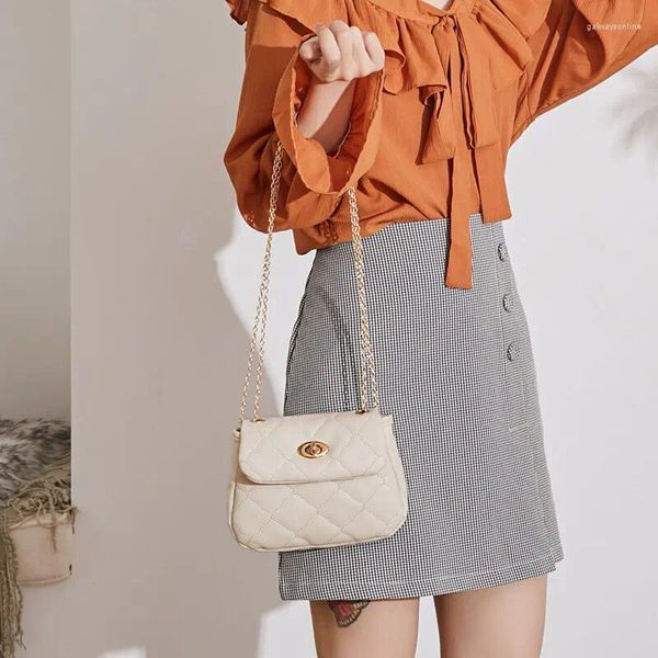 Schultaschen 2024 Mode rhombische Kette Handtasche Damen Schulter Umhängetasche Kleiner duftender vielseitiger quadratischer Mini-Rucksack