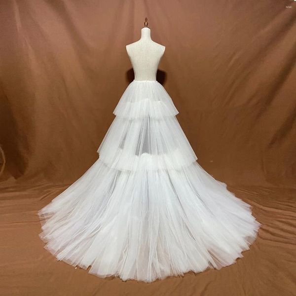 Gonne Elegante strascico rimovibile da sposa a strati Gonna da sposa in tulle Staccabile Overkskirt Abito sovrapposto Realizzato su misura