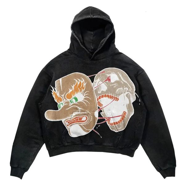 Harajuku oversized crânio máscara impressão hoodie vintage streetwear casais moletom goth alta qualidade y2k hoodies roupas masculinas 240126