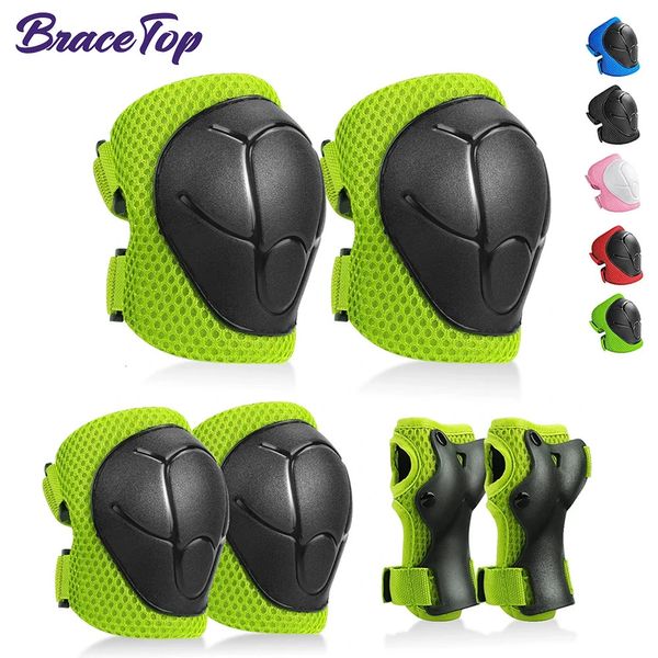 Crianças joelheiras cotovelo guardas conjunto de equipamentos de proteção segurança para patins ciclismo bmx bicicleta skate patins scooter 240130