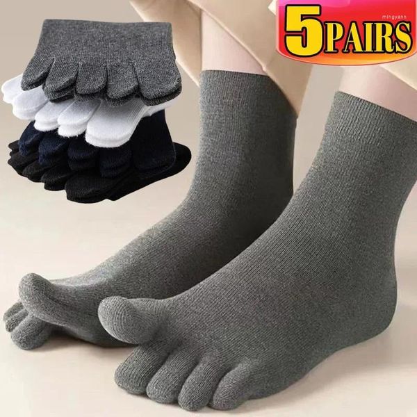 Herrensocken 5 Paar Zehen für Männer und Frauen Fünf-Finger-atmungsaktive Baumwollstrümpfe Sport Laufen Yoga Solid Black White Grey Sox