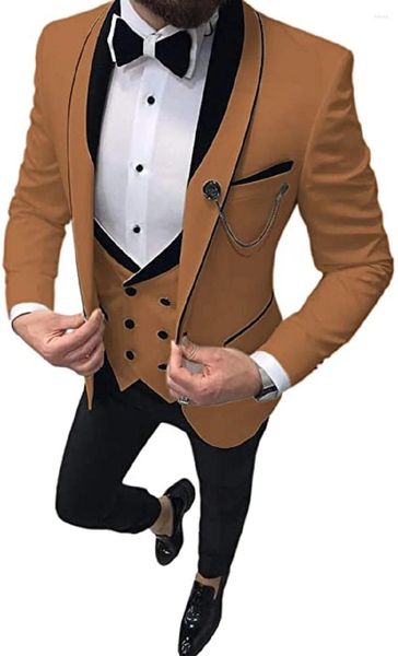 Abiti da uomo Costume Homme 3 Pezzi Slim Fit Abito da uomo da sposa Smoking Abiti da sposo Prom Blazer Terno Masculino Giacca Pantalone Gilet