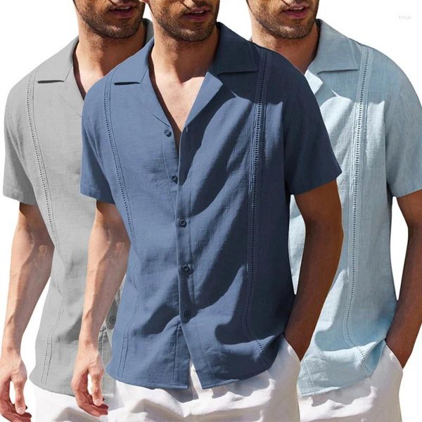 Camisas casuais masculinas verão homens algodão linho t camisa branco manga curta social formal solto negócio normal top homem roupas