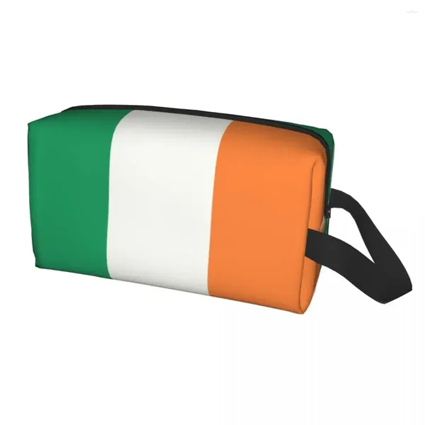 Bolsas de cosméticos Bolsa de maquiagem da bandeira da Irlanda Organizador de viagens Higéneas de armazenamento fofo