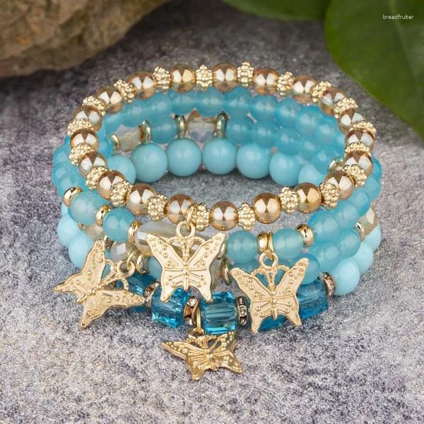 Charm-Armbänder, Schmetterlings-Kristall, mehrschichtig, Perlen-Set, böhmischer Damen-Modeschmuck, Armband im Großhandel