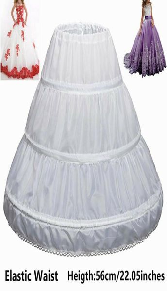 Один размер, белая детская нижняя юбка ALine, 3 обруча, один слой, детский кринолин с кружевной отделкой, платье с цветочным узором для девочек, нижняя юбка, эластичная талия1734879