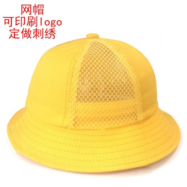 Boné amarelo para crianças japonês pequeno maruko jardim de infância estudantes da escola primária chapéu balde chapéu bacia infantil pai-filho logotipo personalizado