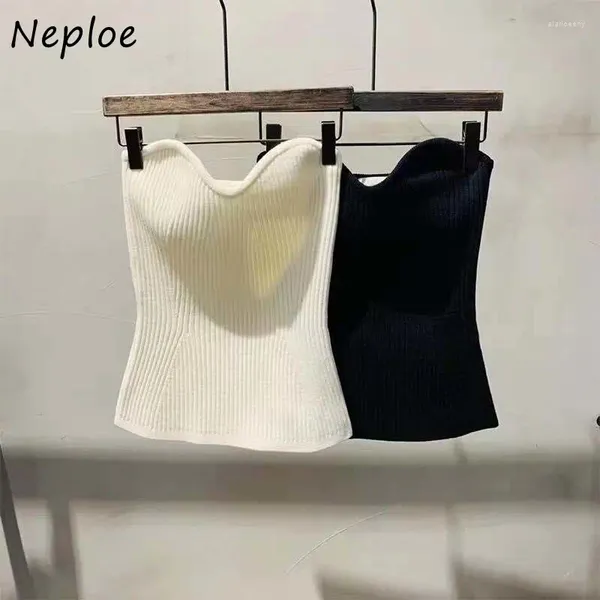 Frauen Tanks Neploe Koreanische Lose Gestrickte Bh 2024 Sommer Einfache Casual Sexy Camis Femme Chic Einfarbig Taille Abnehmen design Westen