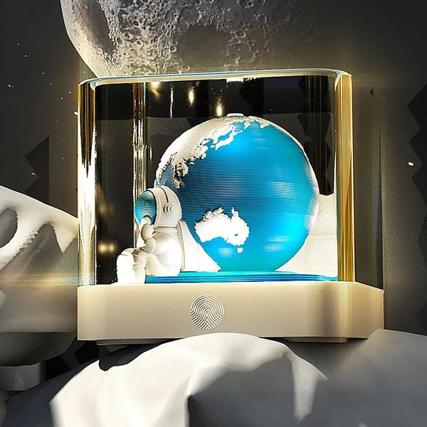 3D-Papierskulptur-Ornament, blaue Erde, Tischkalender mit LED-Nachtlicht, Cartoon-Schloss, Notizblock, Haftnotizen, Geschenk 240118