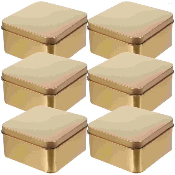 Aufbewahrungsflaschen, quadratische Weißblech-Box, kleine Geschenk-Süßigkeitsverpackung, Hochzeit (Gold, mittlere Größe), 10 Stück Dekorbehälter mit Deckel