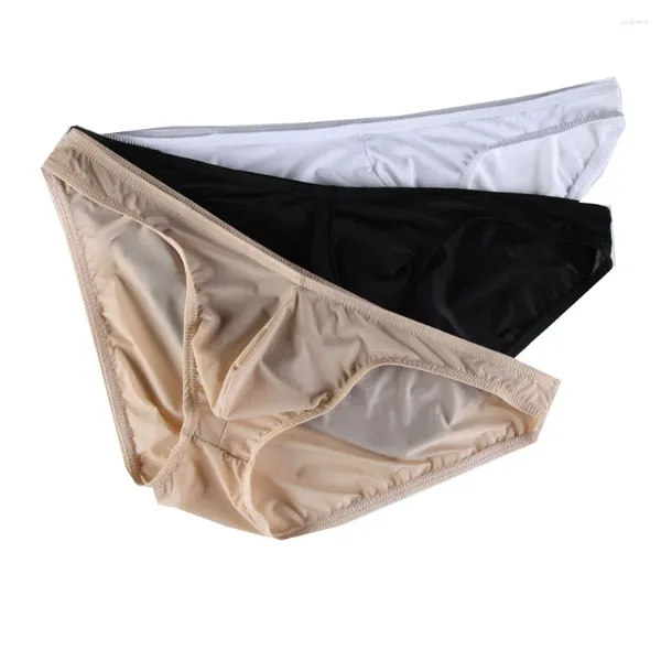 Mutande a vita bassa in seta di ghiaccio Slip intimo da uomo sexy U convesso nero bianco rosa C081