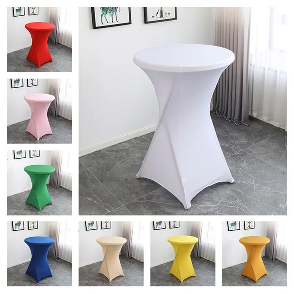 Cocktail-Tischdecke, Hochzeitsbezug, Spandex, rund, hohe Bar, Lycra, Geburtstagsfeier, Show-El-Dekoration, vierbeinige Basis 240127