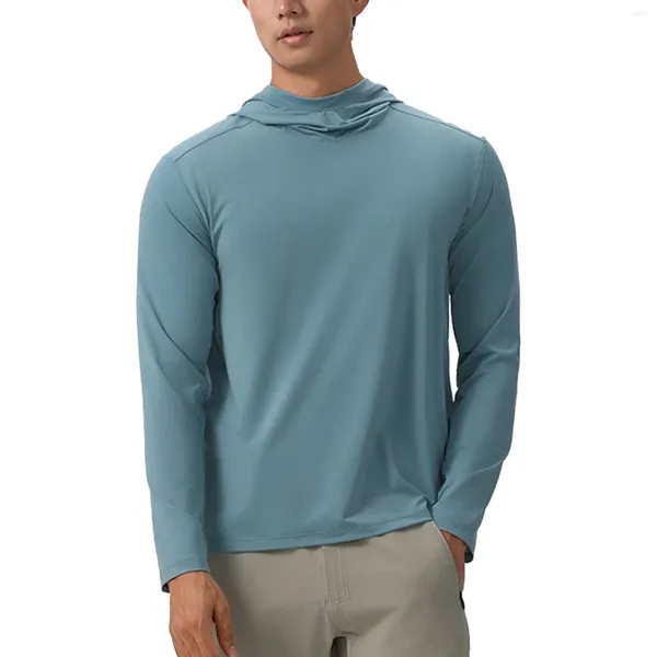 Calças masculinas primavera verão alta estiramento com capuz secagem rápida respirável calças suor masculino casual t camisa profunda decote em v camisas para homem