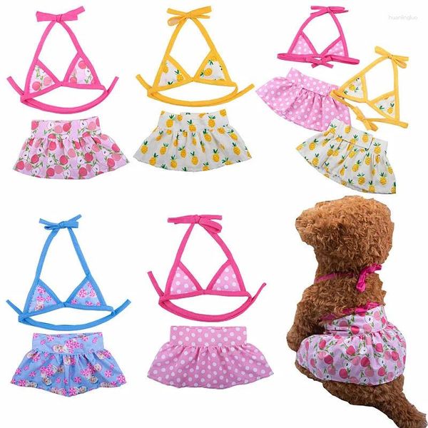 Abbigliamento per cani Abbigliamento estivo Set bikini per animali Costumi da bagno divertenti Teddy Beach Puppet Cat Vestiti per cani Gonne eleganti