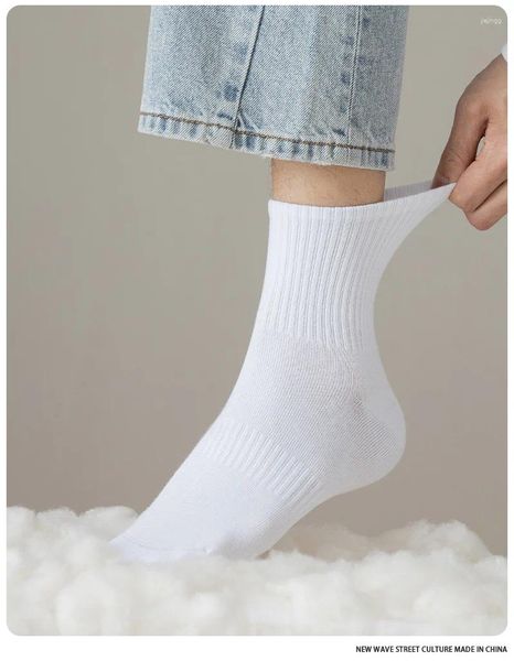 Meias femininas tubo médio para outono e inverno cor sólida meias brancas agulhas de tricô lingerie senhoras calcetines mujer