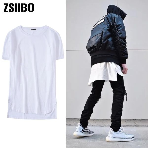 T-shirt hip hop estesa High Street da uomo T-shirt manica corta unisex moda linea lunga streetwear oversize uomo 240201