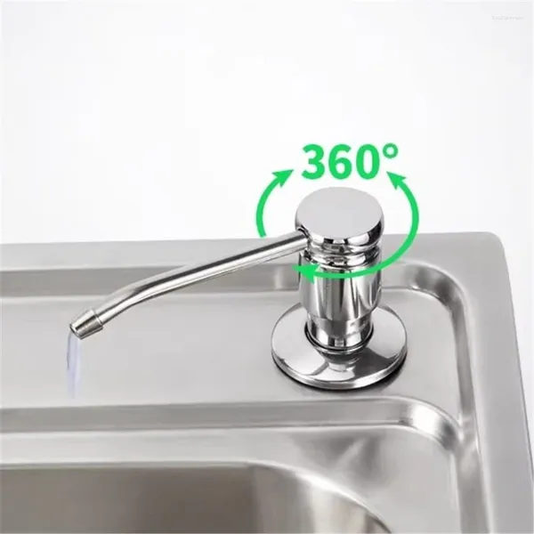 Dispenser di sapone liquido Lavello da cucina Pompa per lozione incorporata per organizer da bagno Premendo manualmente l'acciaio inossidabile