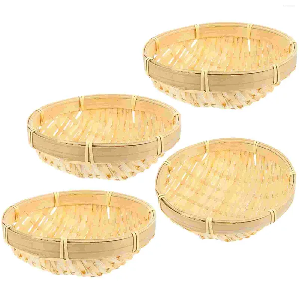 Placas de bambu recipiente de armazenamento doméstico para lanche cesta doméstica de vime