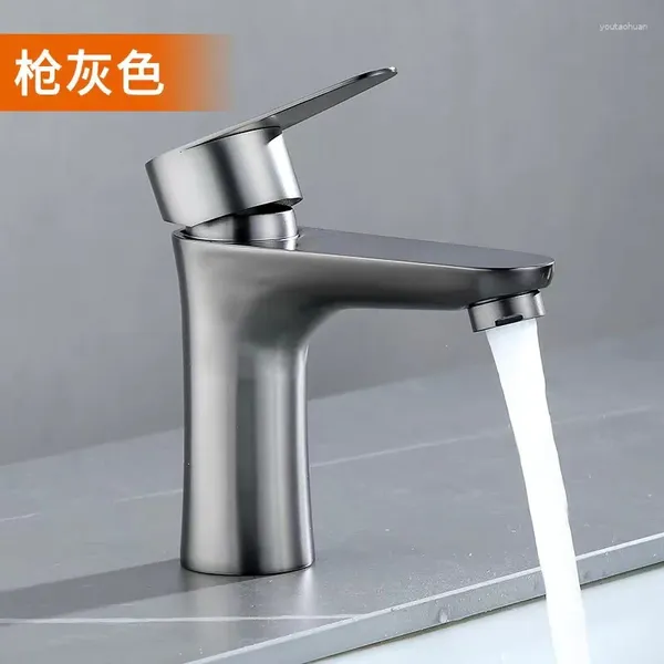 Rubinetti per lavandino del bagno Rubinetto per trafilatura in acciaio inossidabile 304 Lavabo grigio nero Rubinetto misto per acqua e acqua fredda Lavabo Inter-piattaforma Piccolo