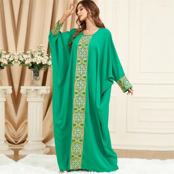 Roupas étnicas Abaya Bordado Kaftan Eid Ramadan Muçulmano Mulheres Batwing Manga Solta Maxi Vestido África Dashiki Marroquino Caftan Dubai Robe