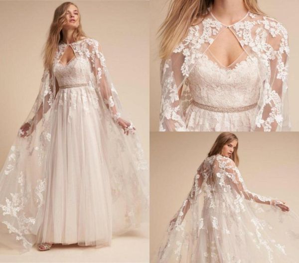 2020 Elegante mantello da sposa con applicazioni in pizzo pieno Mantello Bolero Custom Made economici Involucri da sposa Abito da sposa bohemien2904063