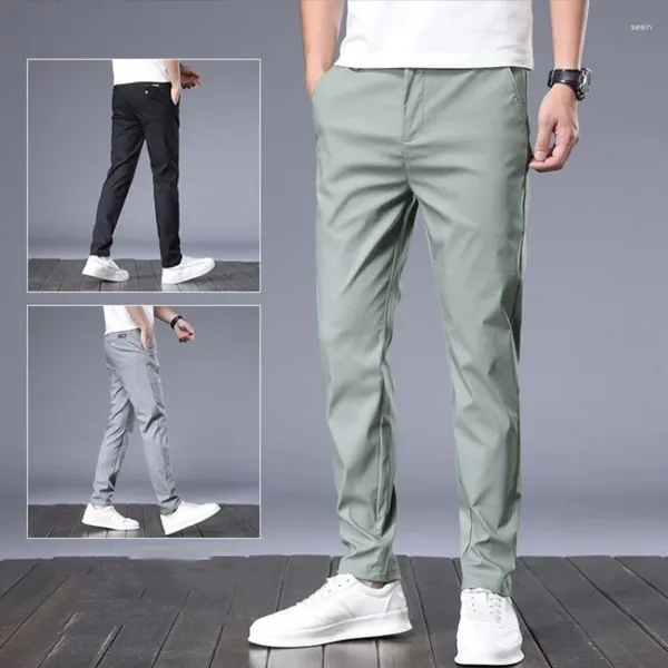 Herrenhosen Frühling Herbst Casual Männer Dick Stretch Slim Fit Elastische Taille Baumwolle Business Classic Koreanische Hosen Männlich Khaki Grau 38