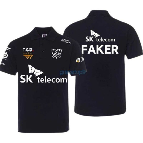 Erkek Polos Dört Yıldız Taç giyme Skt T1 Takımı 3D Baskı Kısa Kollu Polo Gömlek Erkekler için LOL CULCK FAKER KERIA ZEUS JERSEY Polo Gömlek E73y