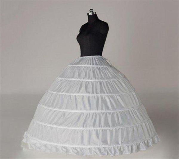 Intero 6 cerchi abito da ballo bianco sottoveste da sposa osso pieno crinolina tulle lungo gonfio sottoveste da sposa economico semplice in stock43248178678744