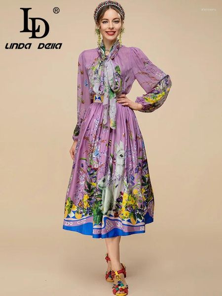 Vestidos de trabalho ld linda della verão moda designer saias define camisas florais de seda feminina roxo impressão algodão 2 peças terno