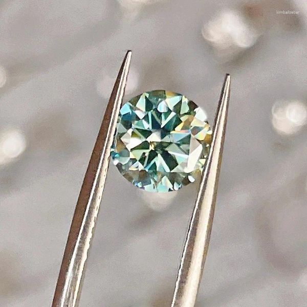 Pedras preciosas soltas grande venda 2ct pedra moissanite azul-verde diamante real para anel cor d com certificado