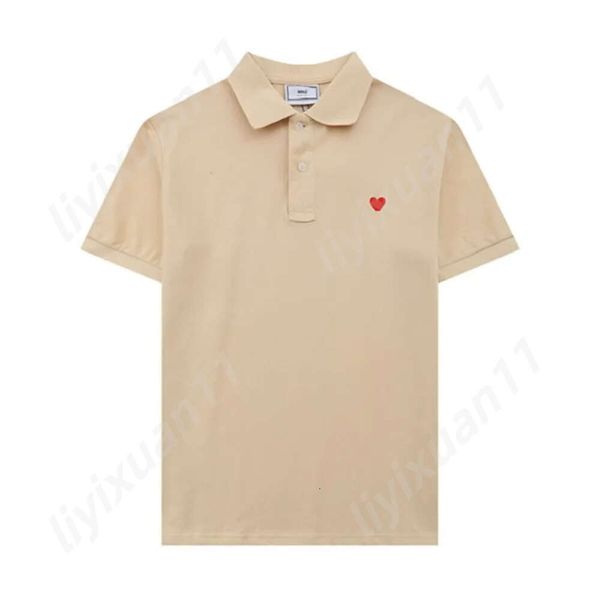 2024 Парижский модный бренд Рубашка ПОЛО Футболки Мужские женские Дизайнерские роскошные футболки Amis Повседневная футболка для игр Love Round Neck Coeur Мужские женские футболки с красным сердцем 7959