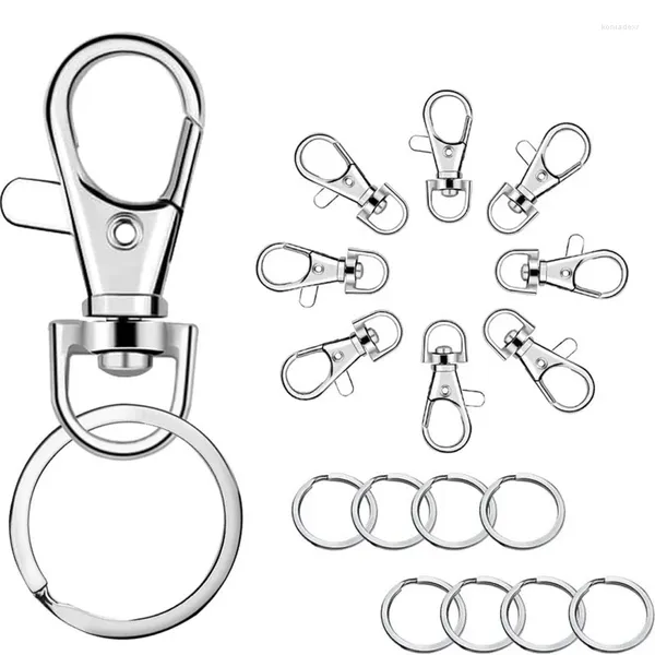 Schlüsselanhänger 100x Schlüsselbundhaken Drehbarer Karabinerverschluss mit Ringen DIY Kunsthandwerk für die Herstellung von Lanyard-Schmuckstücken