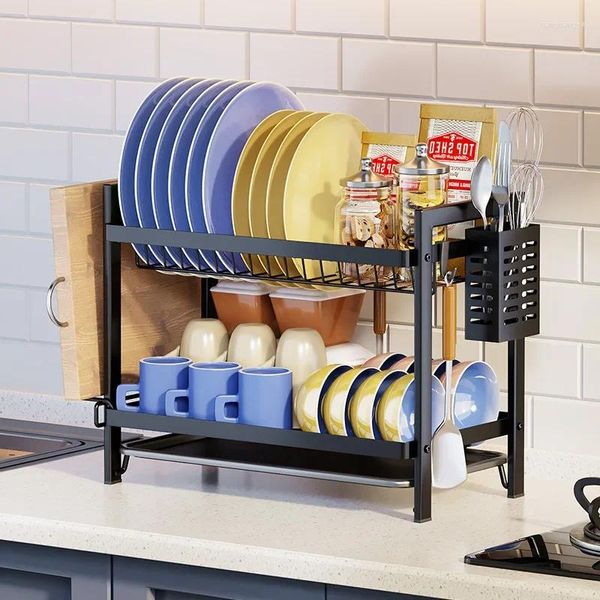 Küchenaufbewahrung HOOKI Offizieller Abtropfständer für Geschirr, doppelschichtiger Geschirr-Abtropfkorb, Spüle, Geschirrspülmaschine