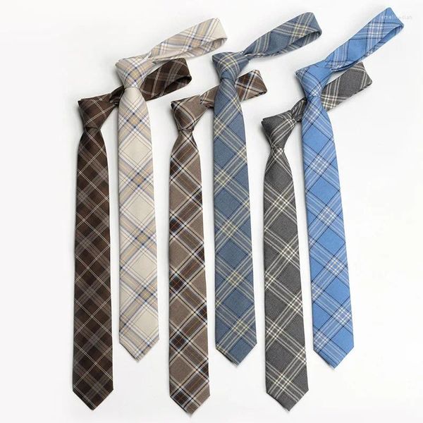 Laços masculinos 6cm clássico moda artesanal pescoço magro para homem colar estreito fino preto cinza azul gravata casual xadrez presente