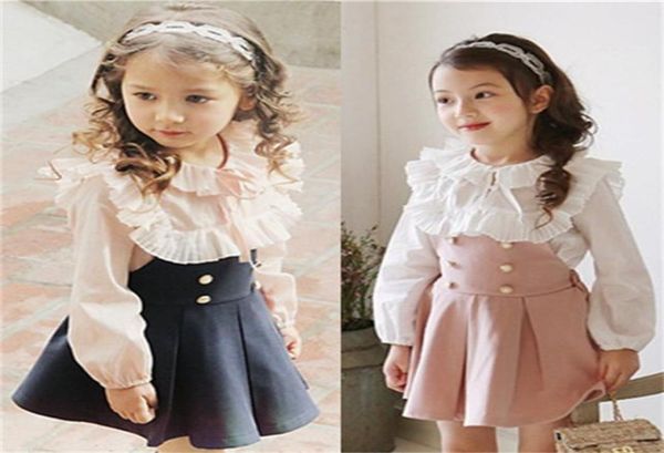 2019 Abbigliamento per bambini Ragazze Abito T-shirt in pizzo 2 pezzi Set Principessa Baby Bambini Autunno Nuovo arrivo Set di vestiti camicetta coreana75521731591229