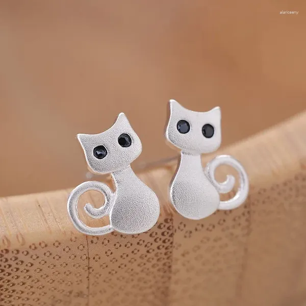 Brincos Buyee 925 Sterling Silver Brinco Bonito Gato Vívido Doce Pequeno Para Mulher Menina Punk Rock Animal Jóias