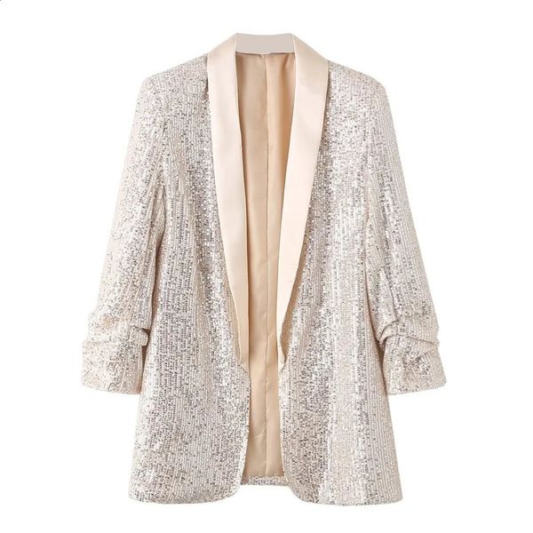 Taop Za Prodotto per l'inizio della primavera Cappotto decorativo da donna con paillettes versatili, moda e casual 240127