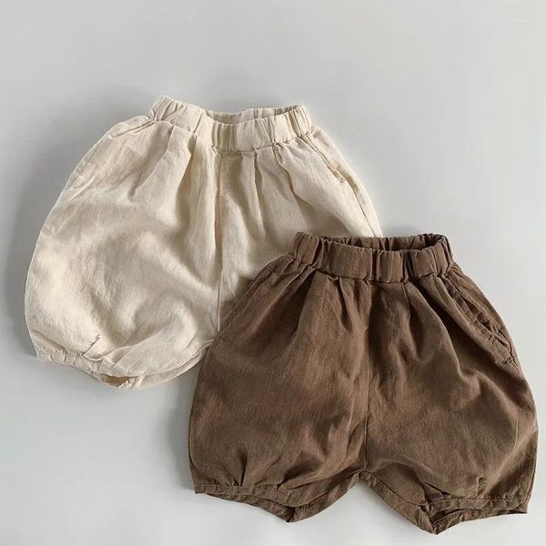 Hosen Sommer Jungen Mädchen Shorts Halbe Hosen Solide Baumwolle Knie Länge Casual Lose Für Kinder