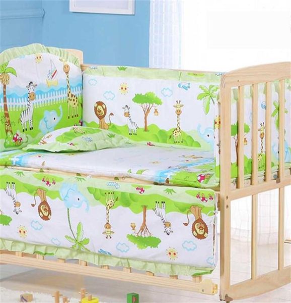 6 pçs / set bebê berço pára-choques criança conjunto de cama dos desenhos animados algodão roupa de cama do bebê incluem bebê berço pára-choques folha de cama travesseiro zt57 21102529827363