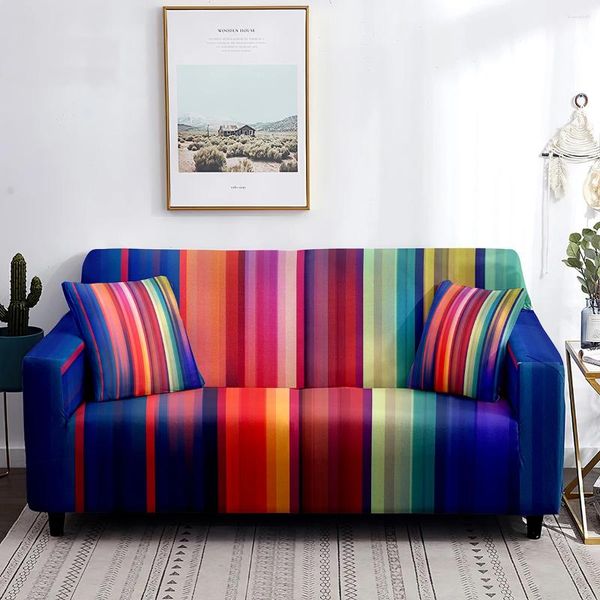 Cadeira cobre colorido listrado sofá capa inspirada linhas impressão sofá lavável protetor de móveis decoração abstrata modelada slipcovers