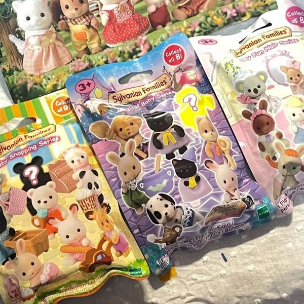 Japão sylvanian famílias caixa cega kawaii acampamento vestir-se boneca bonito anime figrues quarto ornamentos brinquedos meninas presentes de aniversário 240119