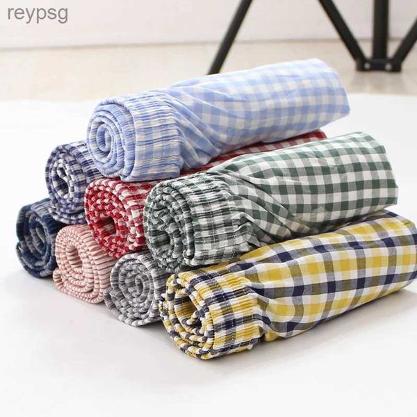 Unterhosen 5 stücke Männer Unterwäsche Boxer Shorts Herren Höschen Baumwolle Schlaf Plaid Lose Komfortable Homewear Gestreiften Pfeil YQ240214