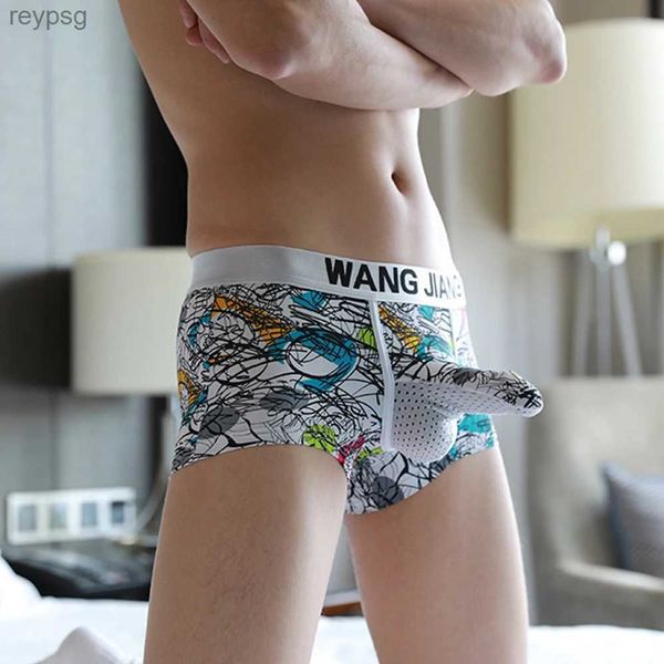 Cuecas longas elefante nariz homens boxers macio respirável impressão boxer briefs gay jj manga lingerie erótica grande galo calcinha yq240214