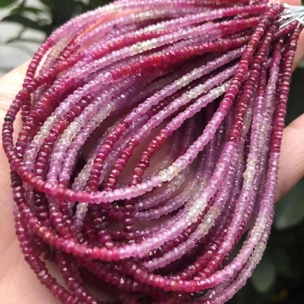 Pietre preziose sciolte Meihan Natural Top Gradient Ruby sfaccettato Rondelle Perline fatte a mano per la creazione di gioielli Design fai-da-te