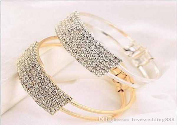 Moda bling brilhante pulseiras de casamento punhos cristal conjunto de jóias de noiva incluem pulseira 2018 mais novo acessórios de noiva 2752696