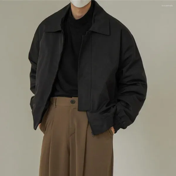Jaquetas masculinas moda homens jaqueta confortável lapela colarinho nude cor zíper fechamento lavável trench coat para ao ar livre