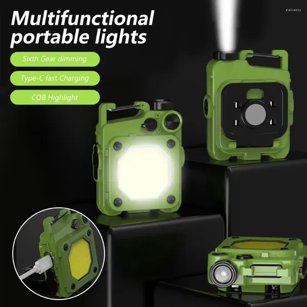 Lanternas Tochas Mini COB LED Lanterna Recarregável Lâmpada de Acampamento Portátil Luz de Trabalho Magnética Inspeção de Carro À Prova D 'Água Emergência